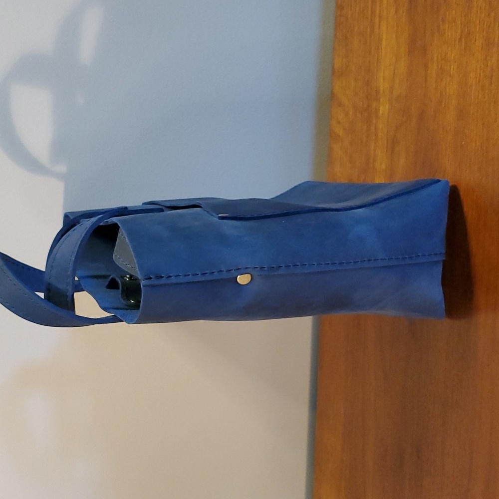 Portland Leather mini snap crossbody tote deep water NWOT - Picture 3 of 6